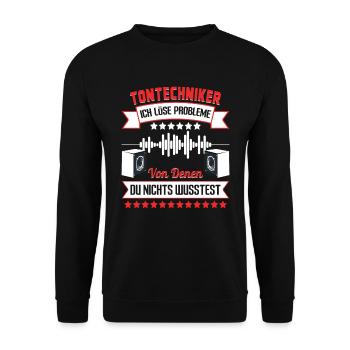 Tontechniker löse Problem - Unisex Pullover - Schwarz - Vorne - Alina (178cm) & Michal (187cm)