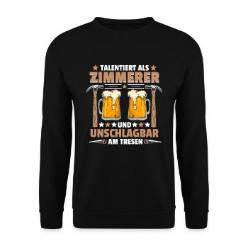 Zimmermann Talentiert und Unschlagbar am Tresen - Unisex Pullover - Schwarz - Vorne - Alina (178cm) & Michal (187cm)