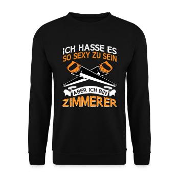 Zimmermann Hasse es so sexy zu sein - Unisex Pullover - Schwarz - Vorne - Alina (178cm) & Michal (187cm)