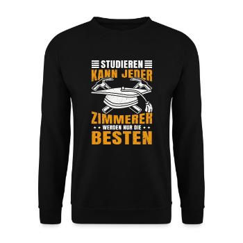 Zimmerer Zimmermann Handwerker - Unisex Pullover - Schwarz - Vorne - Alina (178cm) & Michal (187cm)