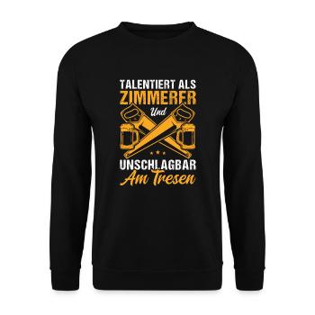 Zimmermann Talentiert und Unschlagbar am Tresen - Unisex Pullover - Schwarz - Vorne - Alina (178cm) & Michal (187cm)