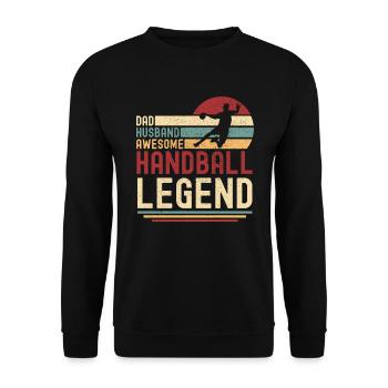 Ehemann Vater Handball Legende Retro Vintage - Unisex Pullover - Schwarz - Vorne - Alina (178cm) & Michal (187cm)