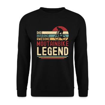 Papa Ehemann Mountainbike Legende retro - Unisex Pullover - Schwarz - Vorne - Alina (178cm) & Michal (187cm)