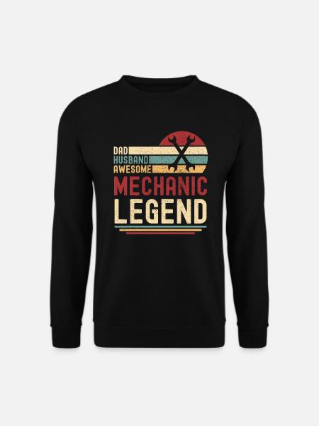 Husband Father Legendary mechanic retro - Unisex Sweatshirt - black