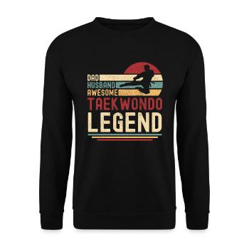 Papa Ehemann Taekwondo Legende vintage retro - Unisex Pullover - Schwarz - Vorne - Alina (178cm) & Michal (187cm)