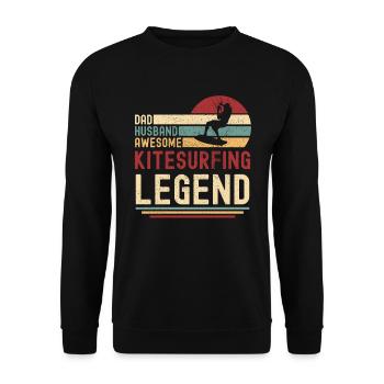 Husband Father Kitesurf Legend Retro Vintage - Unisex Sweatshirt - black - Front - Alina (178cm) & Michal (187cm)