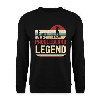 Papa Ehemann Paddleboard Legende vintage retro - Unisex Pullover - Schwarz - Vorne - Alina (178cm) & Michal (187cm)