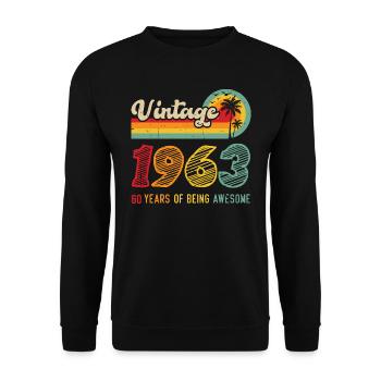 Vintage Cadeau D'anniversaire 60 Ans Vintage 1963 - Sweat-shirt Unisexe - noir - Devant - Alina (178cm) & Michal (187cm)