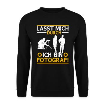 Fotograf Fotokamera Fotografieren Lasst mich durch - Unisex Pullover - Schwarz - Vorne - Alina (178cm) & Michal (187cm)