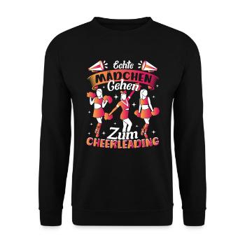 Cheerleading Echte Mädchen gehen zum Cheerleading - Unisex Pullover - Schwarz - Vorne - Alina (178cm) & Michal (187cm)