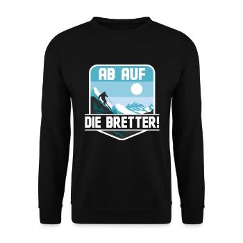 Skifahren Skipiste Ab auf die Bretter - Unisex Pullover - Schwarz - Vorne - Alina (178cm) & Michal (187cm)