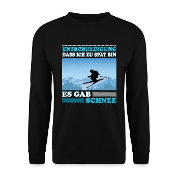 Ski Skifahrer Es gab Schnee Skipiste - Unisex Pullover - Schwarz - Vorne - Alina (178cm) & Michal (187cm)