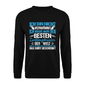 Zwillingsbruder Zwillinge Habe den besten Zwilling - Unisex Pullover - Schwarz - Vorne - Alina (178cm) & Michal (187cm)