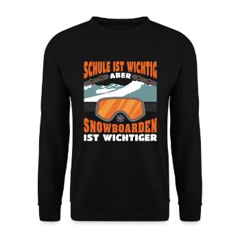 Snowboard fahren Schule ist wichtig - Unisex Pullover - Schwarz - Vorne - Alina (178cm) & Michal (187cm)