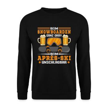 Snowboard Aprés Ski Am Tresen Unschlagbar - Unisex Pullover - Schwarz - Vorne - Alina (178cm) & Michal (187cm)