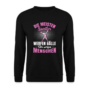 Cheerleading Cheerleader Wir werfen Menschen - Unisex Pullover - Schwarz - Vorne - Alina (178cm) & Michal (187cm)
