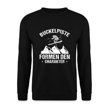 Skifahrer Skipiste Buckelpisten - Unisex Pullover - Schwarz - Vorne - Alina (178cm) & Michal (187cm)