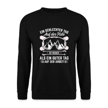 Skifahren Skiurlaub Ein schlechter Tag - Unisex Pullover - Schwarz - Vorne - Alina (178cm) & Michal (187cm)