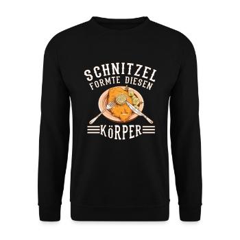 Schnitzel formte diesen Körper Schnitzelfan - Unisex Pullover - Schwarz - Vorne - Alina (178cm) & Michal (187cm)