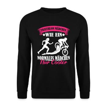 Triathlon Mädchen wie ein normales Mädchen - Unisex Pullover - Schwarz - Vorne - Alina (178cm) & Michal (187cm)