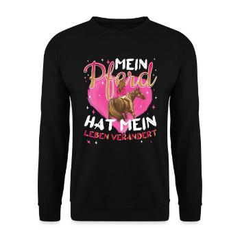 Reiten Reiterin Mein Pferd - Unisex Pullover - Schwarz - Vorne - Alina (178cm) & Michal (187cm)