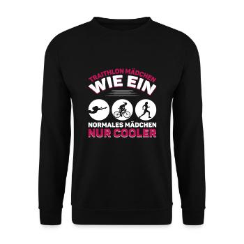 Triathlon Mädchen wie ein normales Mädchen - Unisex Pullover - Schwarz - Vorne - Alina (178cm) & Michal (187cm)