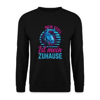Pferdemädchen Pferd Der Stall ist mein Zuhause - Unisex Pullover - Schwarz - Vorne - Alina (178cm) & Michal (187cm)