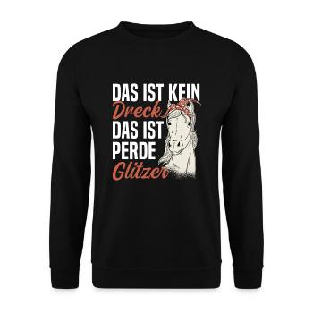 Pferd Reiterin Das ist kein Dreck - Unisex Pullover - Schwarz - Vorne - Alina (178cm) & Michal (187cm)