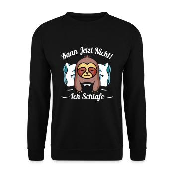 Faultier Schlafen Kann jetzt nicht ich schlafen - Unisex Pullover - Schwarz - Vorne - Alina (178cm) & Michal (187cm)