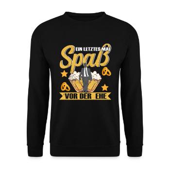 Junggesellenabschied Letztes Mal Spaß vor der Ehe - Unisex Pullover - Schwarz - Vorne - Alina (178cm) & Michal (187cm)