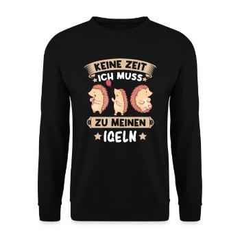 Igel Igelfreund Waldtier Keine Zeit - Unisex Pullover - Schwarz - Vorne - Alina (178cm) & Michal (187cm)