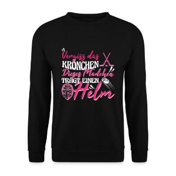 Eishockey Mädchen Vergiss das Krönchen - Unisex Pullover - Schwarz - Vorne - Alina (178cm) & Michal (187cm)