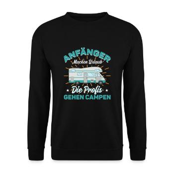 Wohnmobil Wohnwagen Anfänger machen Urlaub - Unisex Pullover - Schwarz - Vorne - Alina (178cm) & Michal (187cm)