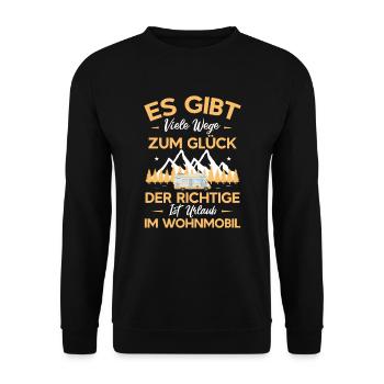 Wohnwagen Camper Urlaub im Wohnmobil - Unisex Pullover - Schwarz - Vorne - Alina (178cm) & Michal (187cm)