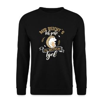 Igel Mir reichts ich gehe zu meinem Igel - Unisex Pullover - Schwarz - Vorne - Alina (178cm) & Michal (187cm)