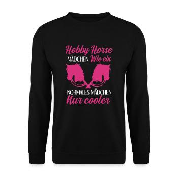 Hobby Horsing Reiterin Reitsport - Unisex Pullover - Schwarz - Vorne - Alina (178cm) & Michal (187cm)