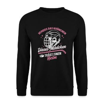 Eishockey Mädchen Vergiss das Krönchen - Unisex Pullover - Schwarz - Vorne - Alina (178cm) & Michal (187cm)