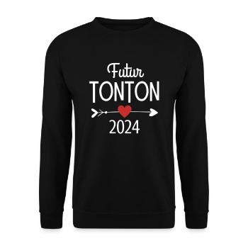 Futur Tonton 2024 cadeau Bientôt Tonton - Sweat-shirt Unisexe - noir - Devant - Alina (178cm) & Michal (187cm)