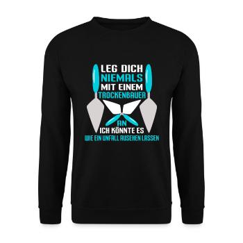 Trockenbaumonteur Trockenbauer - Unisex Pullover - Schwarz - Vorne - Alina (178cm) & Michal (187cm)