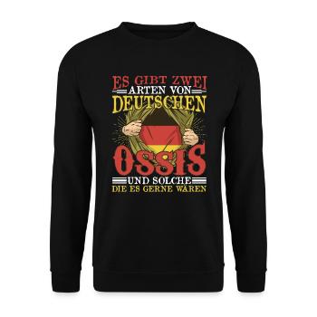 Ossi Ostdeutscher Es gibt zwei Arten von Deutschen - Unisex Pullover - Schwarz - Vorne - Alina (178cm) & Michal (187cm)