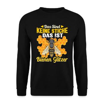 Imker sind keine Stiche das ist Bienen Glitzer - Unisex Pullover - Schwarz - Vorne - Alina (178cm) & Michal (187cm)