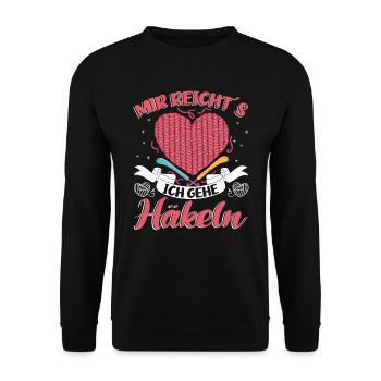 Häckeln Handarbeit Mir reichts ich gehe Häckeln - Unisex Pullover - Schwarz - Vorne - Alina (178cm) & Michal (187cm)