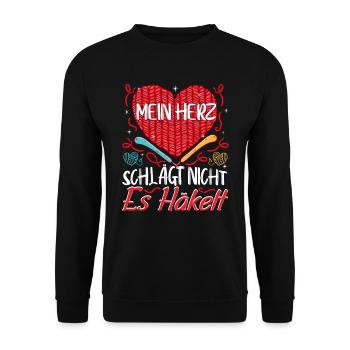 Häckeln Mein Herz schlägt nicht es häckeln - Unisex Pullover - Schwarz - Vorne - Alina (178cm) & Michal (187cm)