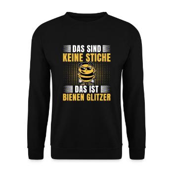 Imker Bienen sind keine Stiche ist Bienen Glitzer - Unisex Pullover - Schwarz - Vorne - Alina (178cm) & Michal (187cm)