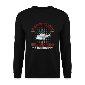 Hubschrauberpilot Richtige Piloten - Unisex Pullover - Schwarz - Vorne - Alina (178cm) & Michal (187cm)