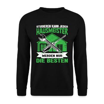 Hausmeister Haustechniker Studieren kann jeder - Unisex Pullover - Schwarz - Vorne - Alina (178cm) & Michal (187cm)
