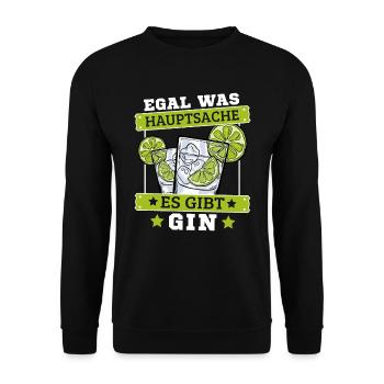 Gin Cocktail Egal was hauptsache es gibt Gin - Unisex Pullover - Schwarz - Vorne - Alina (178cm) & Michal (187cm)