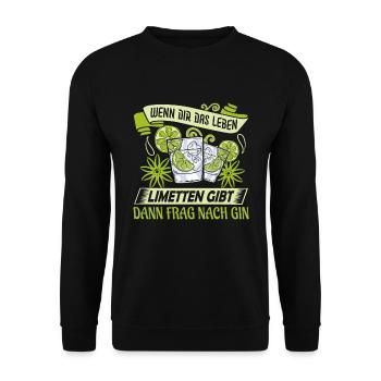 Gin wenn dir das Leben Limetten dann frag nach Gin - Unisex Pullover - Schwarz - Vorne - Alina (178cm) & Michal (187cm)