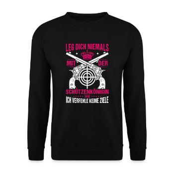 Schützenverein Schützenkönigin - Unisex Pullover - Schwarz - Vorne - Alina (178cm) & Michal (187cm)