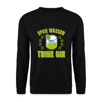 Gin Cocktail Spar Wasser trink Gin - Unisex Pullover - Schwarz - Vorne - Alina (178cm) & Michal (187cm)
